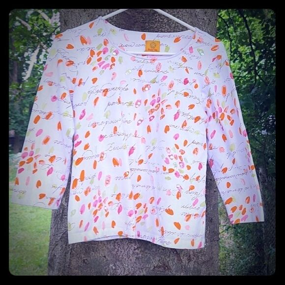 3/10$ Ruby Red Sequins Fall Blouse - Picture 1 of 5